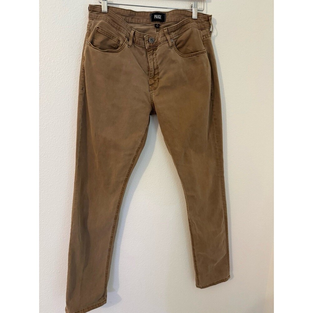 Paige Lennox Jeans Mens 34x32.5 Khaki Stretch Five Pocket Pants Casual